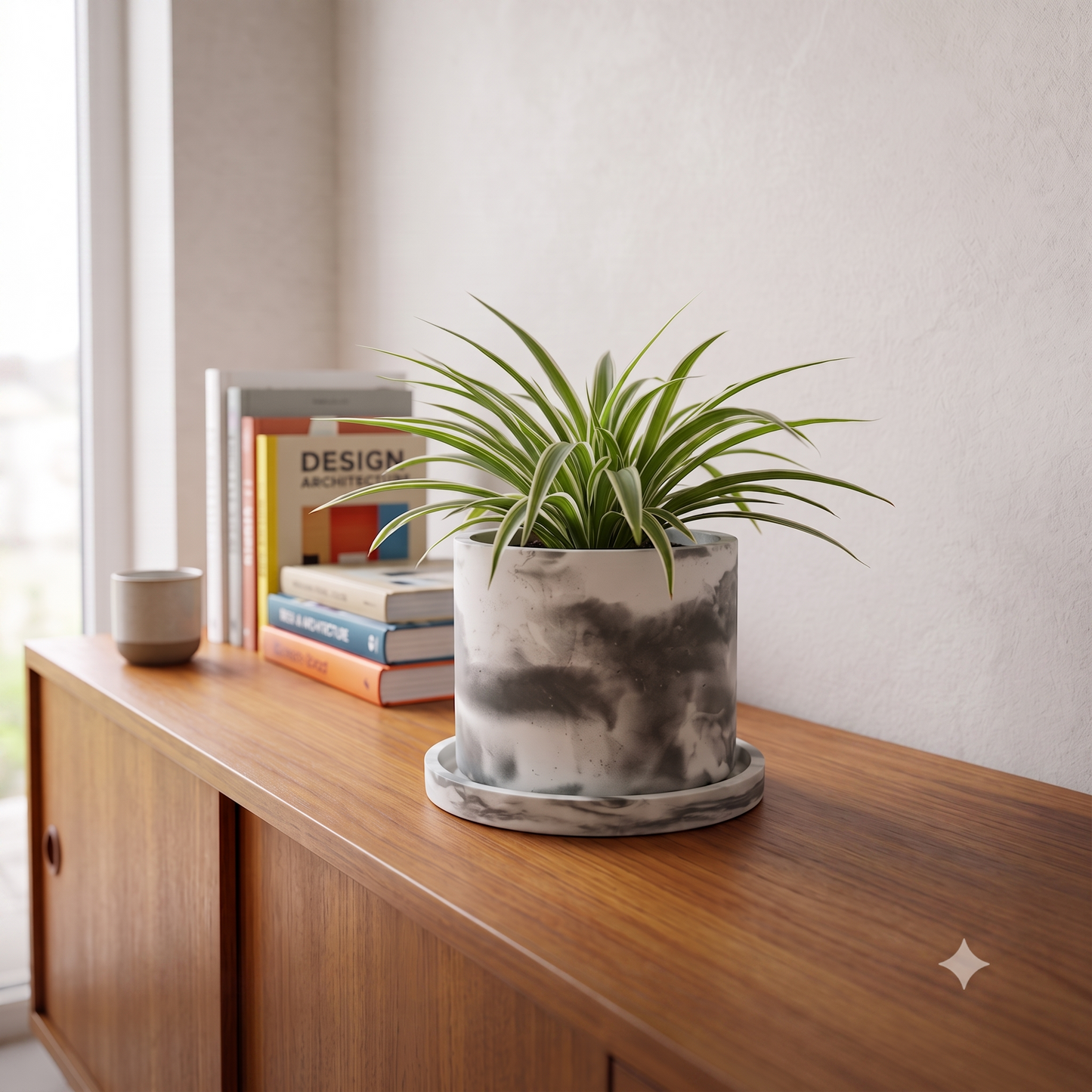 Pot en ciment et soucoupe